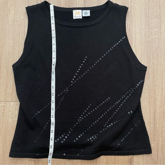 Mantles Wool Blend Scoop Neck Sequins Accent Tank Top Black Size Large - Picture 7 of 7